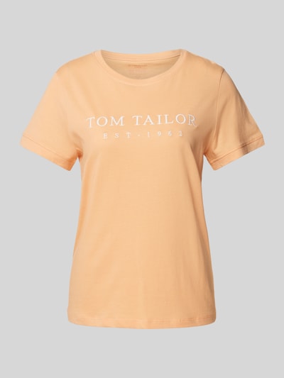 Tom Tailor T-shirt met labelstitching Abrikoos - 2