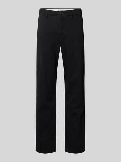 Produktfoto, Straight Fit Hose aus Baumwoll-Mix Modell 'Kane' von JACK & JONES in Schwarz mit Eingriff- und Gesäßtaschen, strukturierte Oberfläche