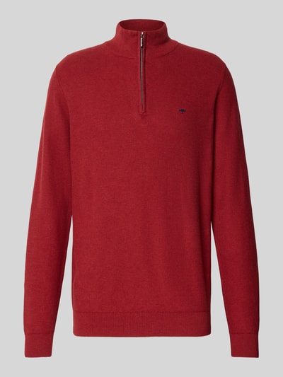 Fynch-Hatton Strickpullover mit Troyer-Kragen Dunkelrot 2