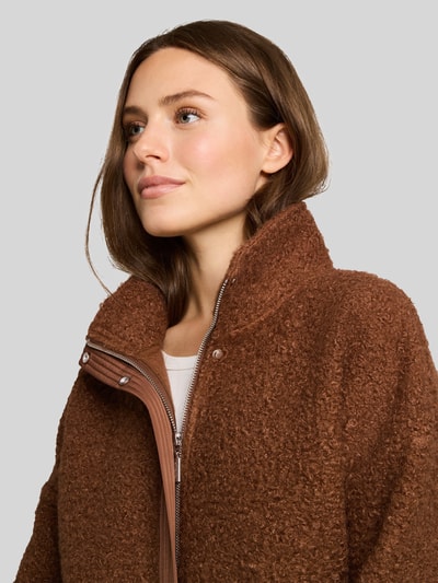 Tom Tailor Regular fit teddyjack met hoge opstaande kraag Camel - 3