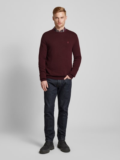 Polo Ralph Lauren Strickpullover aus Lanawolle mit Rundhalsausschnitt Bordeaux 1