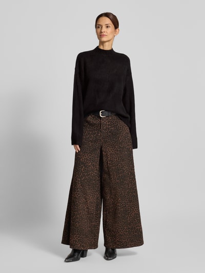 Jake*s Casual Strickpullover mit Stehkragen und überschnittenen Schultern Black 1