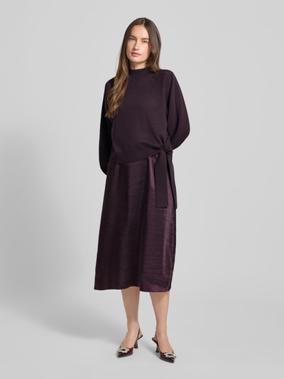 BOSS Sukienka casualowa o dopasowanym kroju z mieszanki żywej wełny i kaszmiru model ‘FIALINA’ Oberżynowy 4