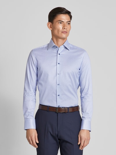 Eterna Slim fit zakelijk overhemd met all-over motief Bleu - 4