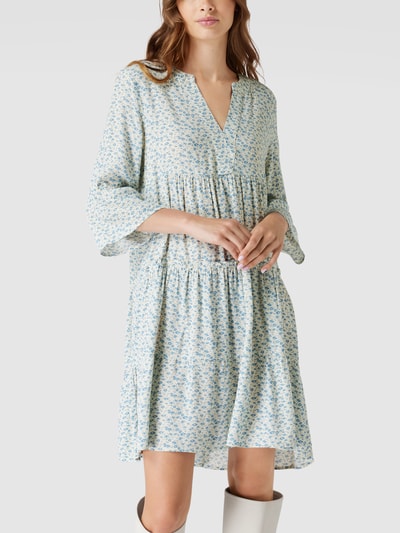REVIEW Minikleid mit floralem Allover-Muster Hellblau 4