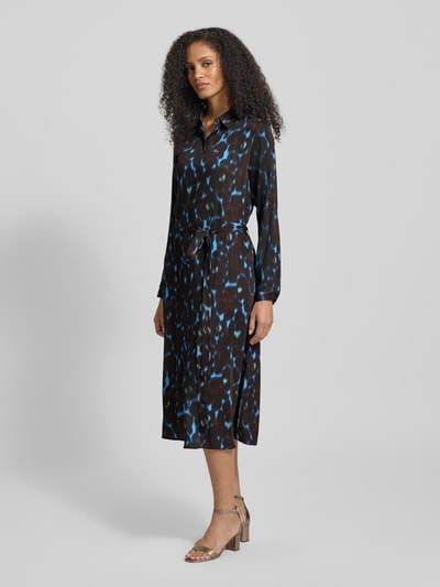 Milano Italy Hemdblusenkleid aus Viskose mit Bindegürtel Schoko 1