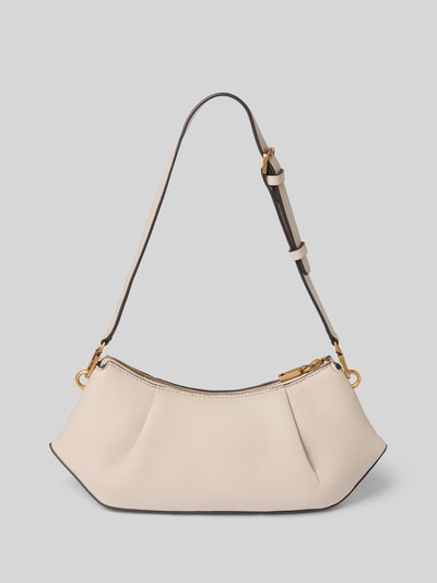 Productfoto, lichtbeige Handtasche met schouderband Model 'ALLEGRA' van GUESS, Hoofdvak met ritssluiting, labeldetail, 29x16x7 cm, bandlengte 65 cm