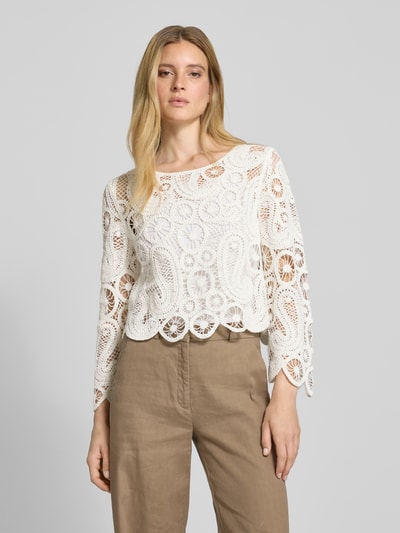 Betty Barclay Strickpullover mit geripptem Rundhalsausschnitt Offwhite 4