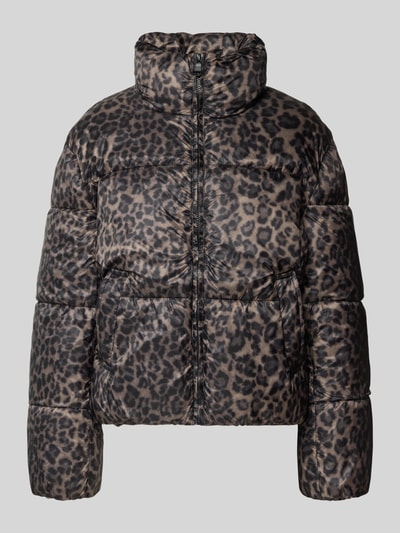 Jake*s Casual Gewatteerd jack in dierenlook met opstaande kraag Donkerbruin - 2