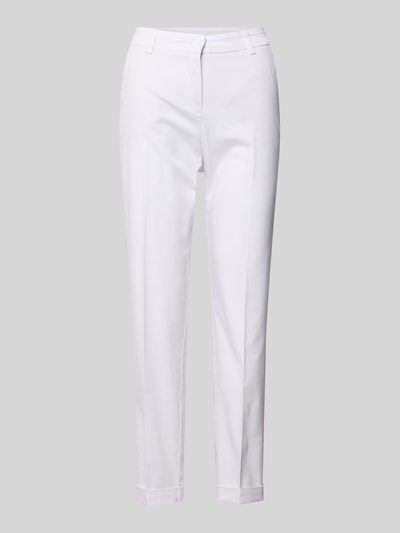 Produktfoto, Slim Fit Chino aus Baumwoll-Mix Modell 'KARINA' von Cambio, efekt: jednolity kolor, mieszanka bawełny, popelina, krój slim fit, długość skrócony, naszywka z logo, szlufki na pasek, zapięcie na guzik i zamek błyskawiczny, kieszenie wpuszczane z boku, imitowane kieszenie z tyłu