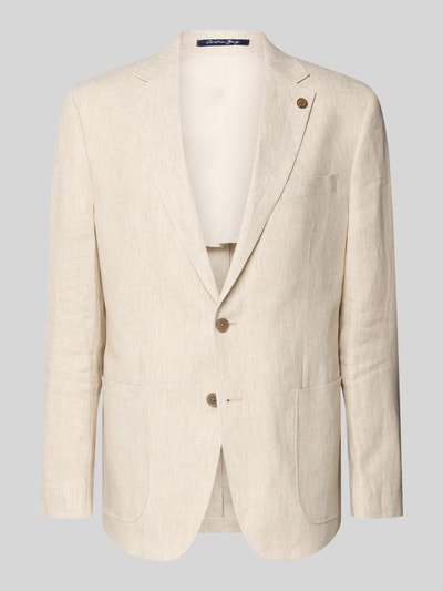 Produktfoto, Regular Fit Sakko aus zuiver linnen met reverskraag van Christian Berg Men, lichtbeige, borstzak, opgestikte zakken, 2-knoopsluiting, heren colbertlook, 75 cm ruglengte, 47 cm schouderbreedte, 63 cm mouwlengte, fijne textuur