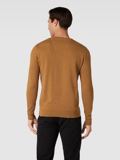 Tom Tailor Gebreide pullover met labelstitching, model 'BASIC' Cognac - 5