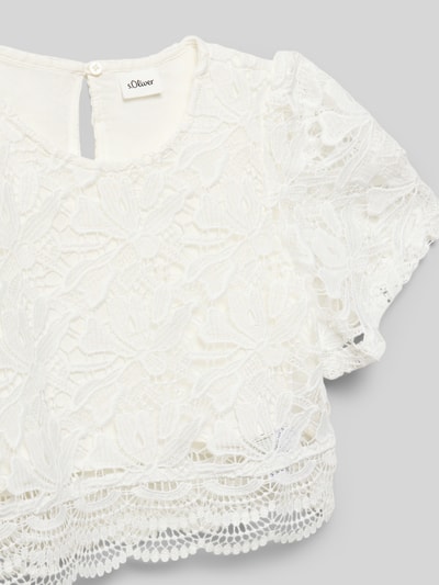 Produktfoto, Regular Fit Crop Top aus Spitze von s.Oliver RED LABEL, Optik: Unifarben, Spitzen-Muster, Rundhals, Kurzarm, Materialverarbeitung: Spitze.