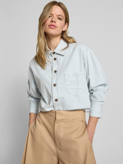 Victoria Beckham Hemdbluse mit Knopfleiste Hellblau 3