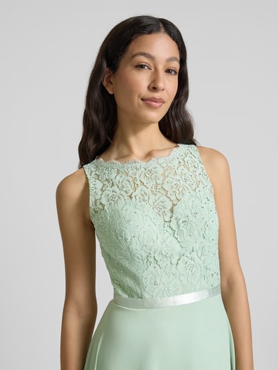 Luxuar Abendkleid mit Strasssteinbesatz Hellgruen 3