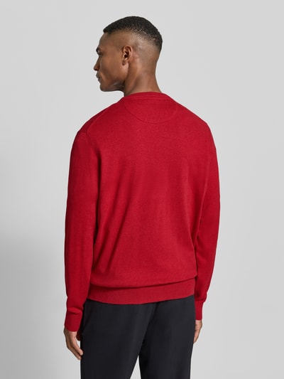 bugatti Strickpullover mit gerippten Abschlüssen Rot 5