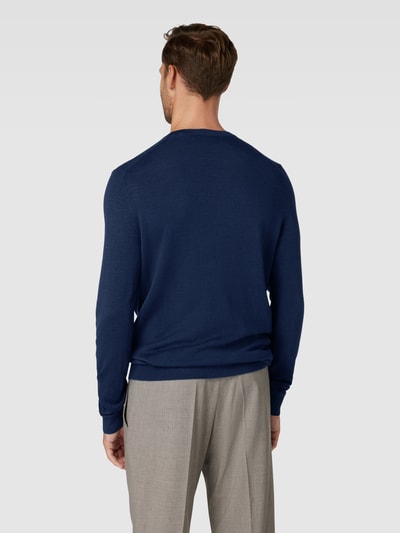 Christian Berg Men Gebreide pullover van lamswol Donkerblauw gemêleerd - 5