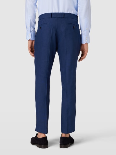 Carl Gross Slim fit pantalon van linnen met persplooien, model 'Tomte' Marineblauw - 5