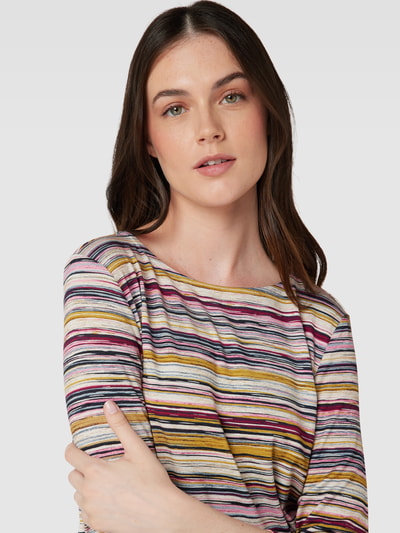 Christian Berg Woman Shirt met lange mouwen van een mix van viscose en elastaan met streepmotief Roestrood - 3