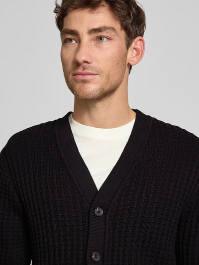 SELECTED HOMME Regular fit gebreid jack van puur katoen, model 'TOM' Zwart - 3