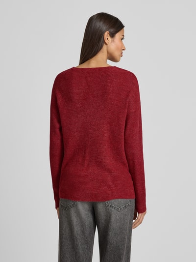VERO MODA Regular fit gebreide pullover met V-hals, model 'CREWLEFILE' Rood gemêleerd - 5