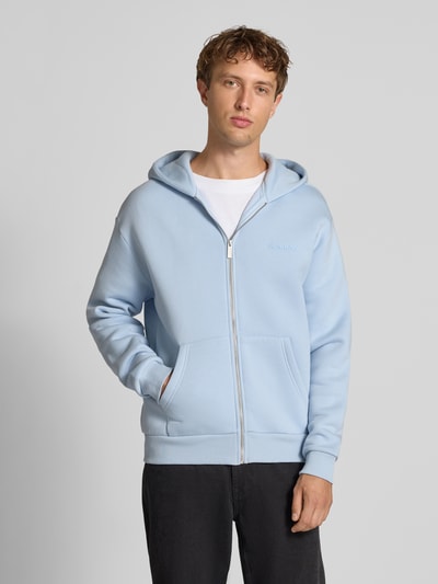 REVIEW Regular Fit Sweatjacke mit Logo-Applikation Eisblau 4