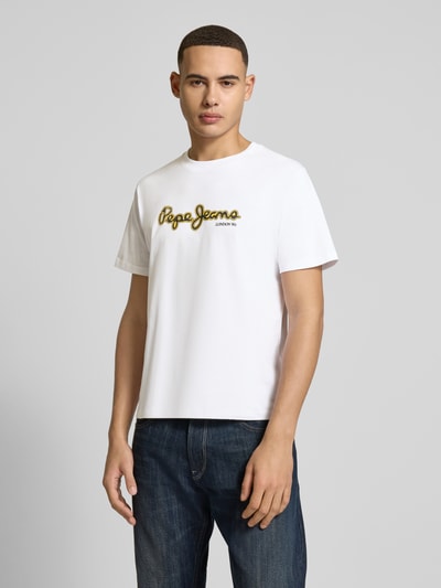 Pepe Jeans T-Shirt mit Label-Print Modell 'DORIAN' Weiss 4