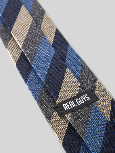 REAL GUYS Stropdas van zijdemix met logopatch (8,5 cm) Marineblauw - 3
