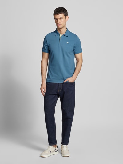 Tom Tailor Regular Fit Poloshirt aus Baumwoll-Piqué mit Logo-Stitching Dunkelblau 1