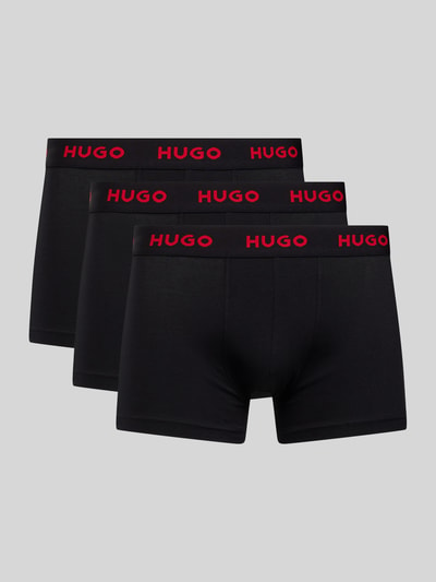 HUGO Boxershort met elastische band met logo in een set van 3 stuks Zwart - 1