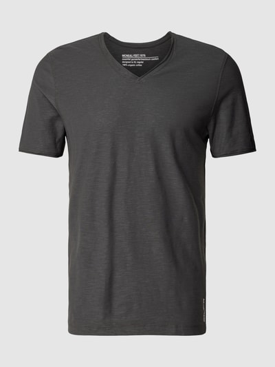 MCNEAL T-shirt o kroju regular fit z bawełny z dekoltem w serek Ciemnoszary 2