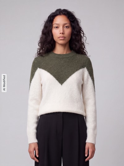 VERO MODA sweter krój regular fit z dodatkiem wełny model 'PLAZA' Ciemnozielony 4