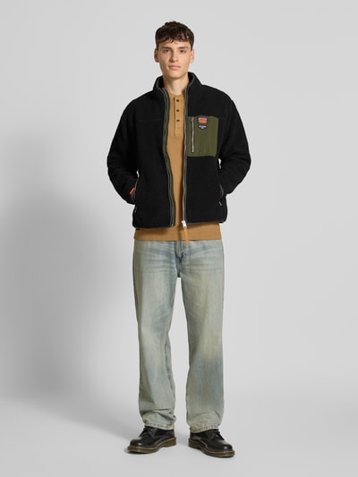 Superdry Fleecejacke mit Stehkragen und Reißverschlusstaschen Black 1