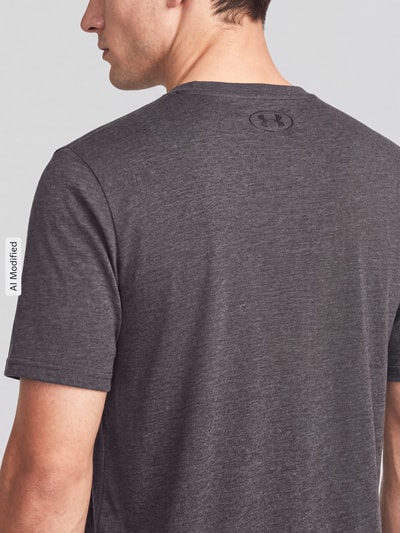 Under Armour Regular fit sport-t-shirt van katoenmix Antraciet gemêleerd - 3