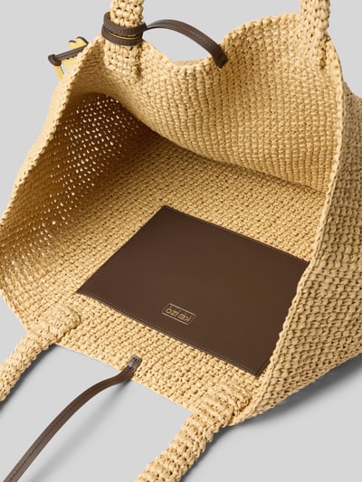 Produktfoto, Handtasche in Flecht-Optik von Kenzo aus naturfarbenem Material mit offenem Hauptfach, Schulterriemen und Logo-Detail, Textur grob, Größe 52x32x21 cm
