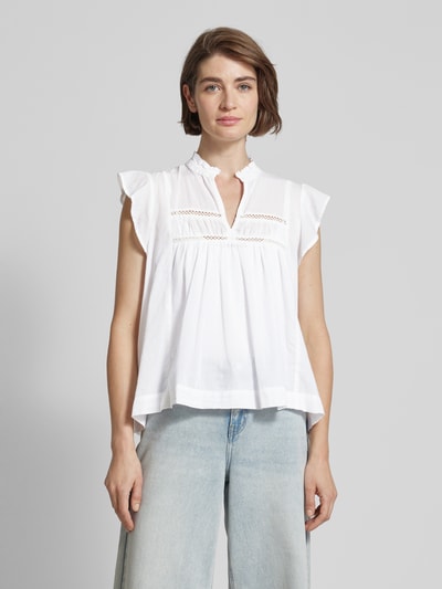 MSCH Copenhagen Blouse met opstaande kraag en V-hals, model 'Eugenia' Offwhite - 4