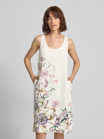 ZABAIONE Knielanges Kleid aus Leinen-Baumwoll-Mix Modell 'Ma44rwa' Weiss 4
