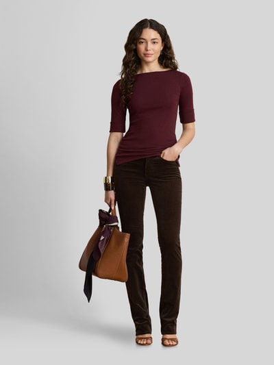Lauren Ralph Lauren Slim fit t-shirt van katoenmix model 'JUDY' Bordeaux - 1