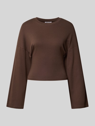 Noisy May Shirt met lange, wijde mouwen, model 'EDEN' Donkerbruin - 2