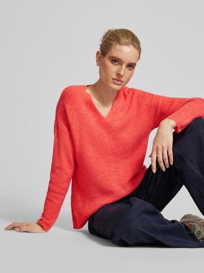 Vero Moda Regular Fit Strickpullover in Melange Modell 'CREWLEFILLE' Rot 3