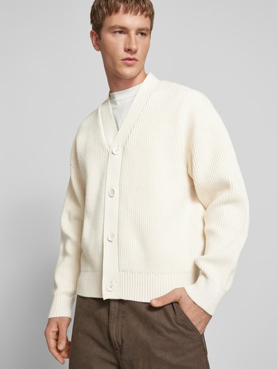 Jack & Jones Cardigan mit V-Ausschnitt Modell 'DASH' Offwhite 3