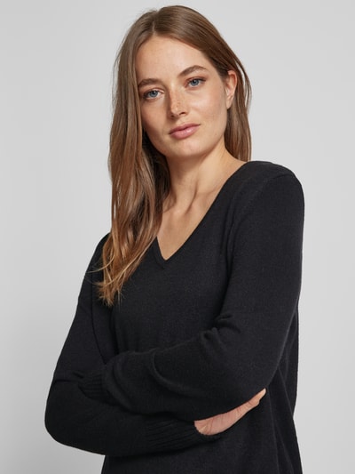 Christian Berg Woman Gebreide pullover met afgeronde V-hals Zwart - 3