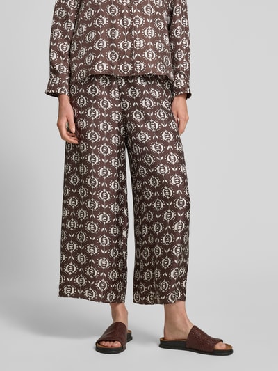 Weekend Max Mara Spodnie materiałowe z czystego jedwabiu model ‘TORTONA’ Ciemnobrązowy 4