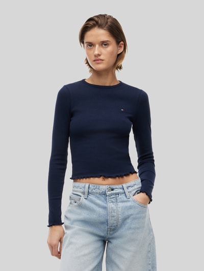 Tommy Jeans Bluzka z długim rękawem o kroju slim fit z mieszanki bawełny Ciemnoniebieski 4