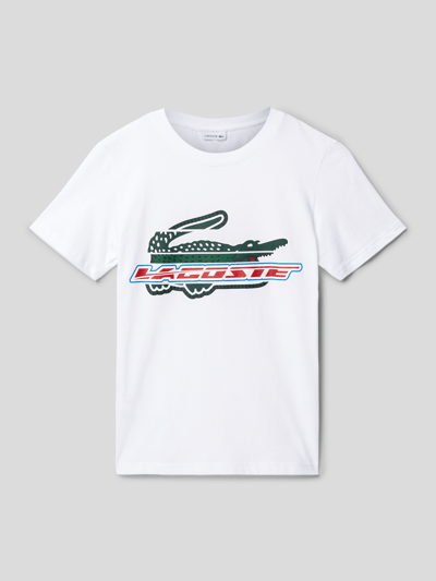 Lacoste T-Shirt mit Label-Print Weiss 1