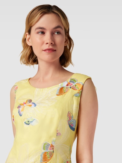 White Label Knielange jurk van linnen met motiefprint Geel - 3