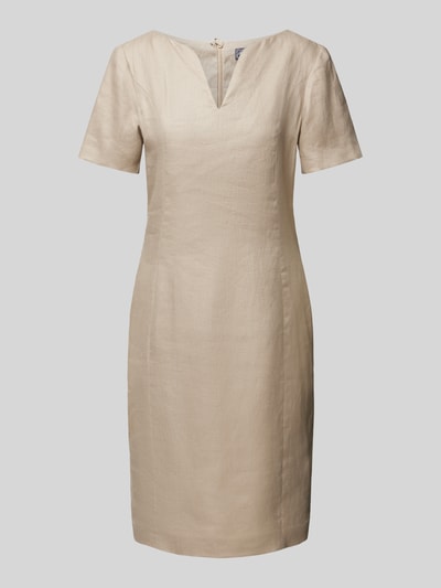 WHITE LABEL Knielanges Kleid mit V-Ausschnitt Sand 2