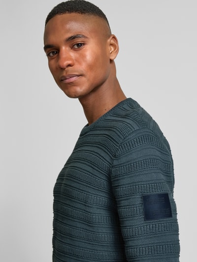 Tom Tailor Regular Fit Strickpullover aus reiner Baumwolle mit Strickmuster Rauchblau 3