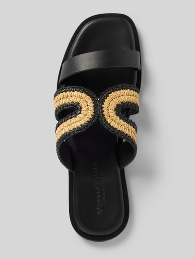 Marc O'Polo Slippers met detail van raffiabast Zwart - 3