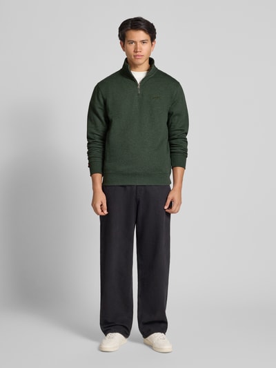 Superdry Sweatshirt mit Troyer-Kragen und Logo-Stitching Dunkelgruen 1